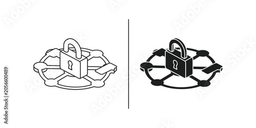 Hand Drawn Coffee Cup and Donut Line Art Illustration Vector