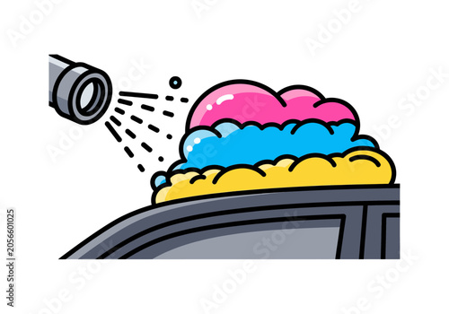 Foto Colorful spotlight beam shining onto vibrant clouds inside a car interior vector