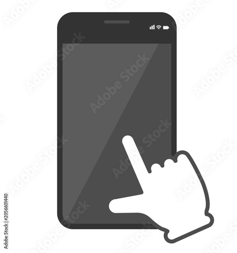 Obraz na płótnie スマートフォンと指を指している手
