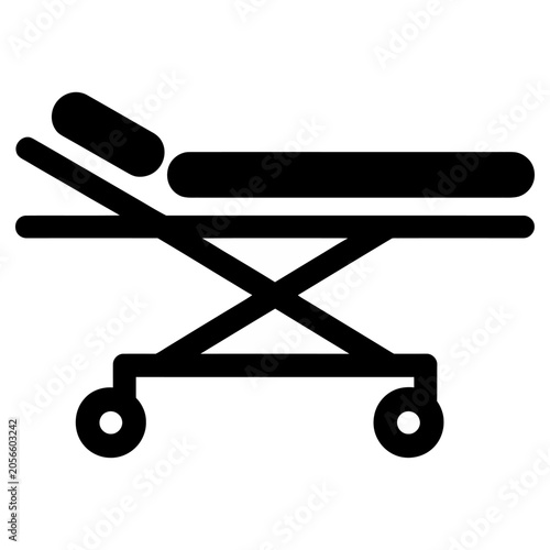 Hospital patient transport stretcher bed vector icon for emergency medical services