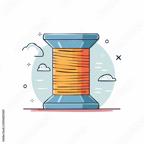 Illustration of a spool of orange thread