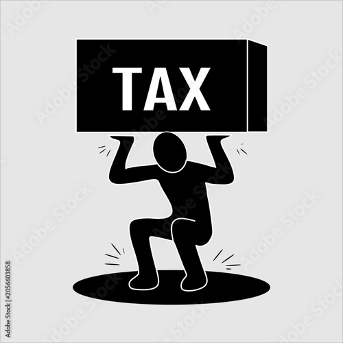 Man struggling under heavy tax burden illustration