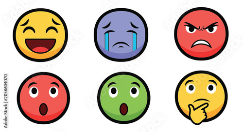 Foto Collection of emoticon face expressions.