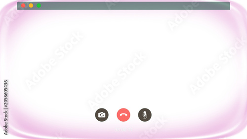 Quadro su tela Transparent video call window PNG with pink glow, browser header, and call controls for overlays, streaming, editing, and interface design projects