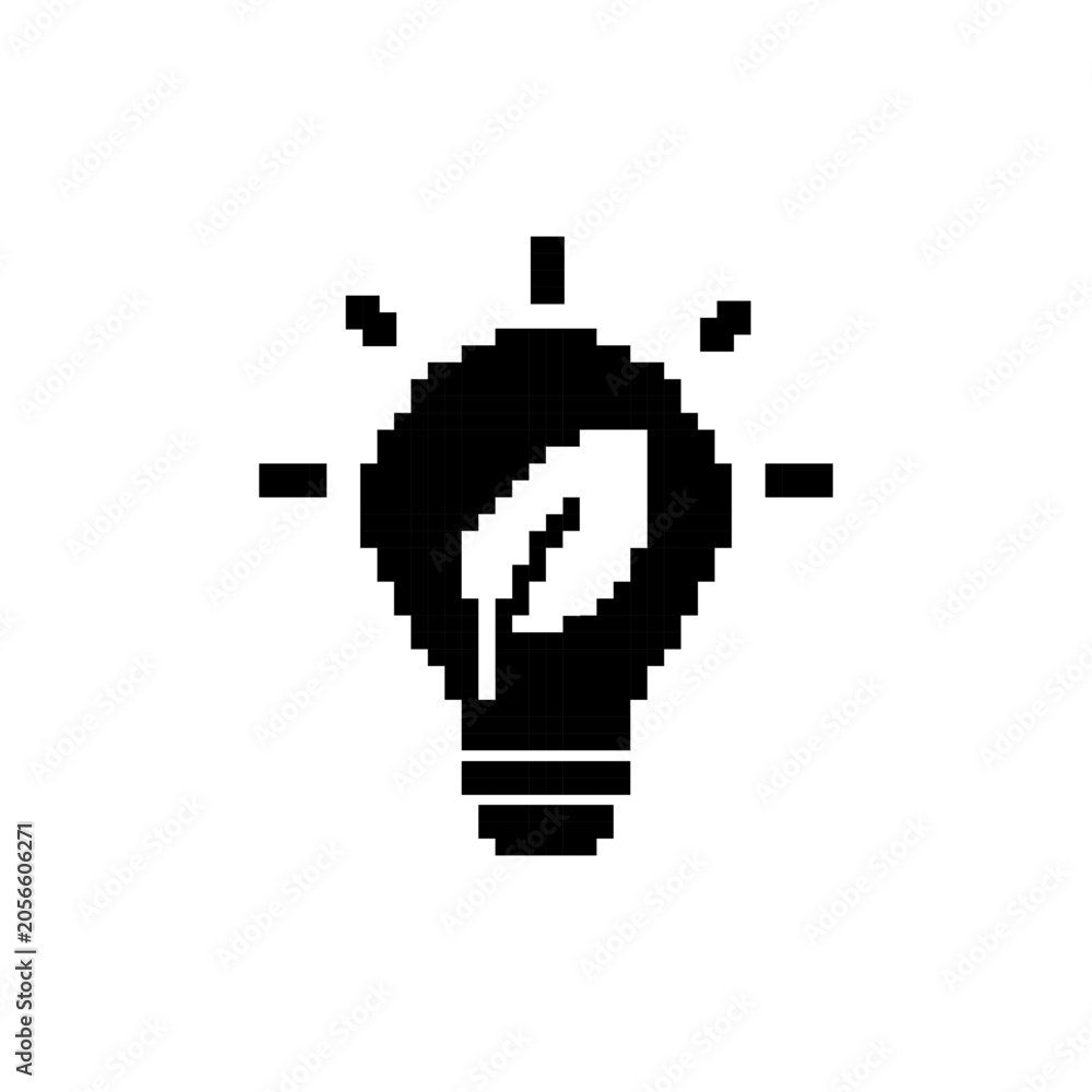 Fototapeta premium Pixel art eco bulb icon