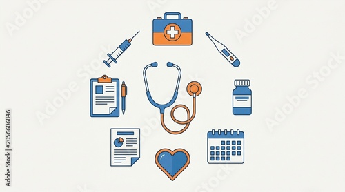 Healthcare and Medical Services Flat Vector Illustration