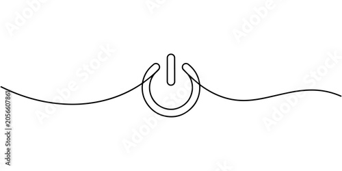 Foto power button icon  continuous one line drawing, Power button symbol centered on