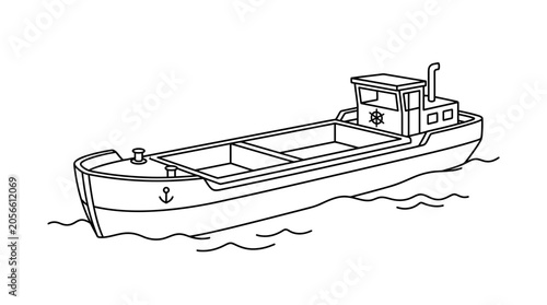 Cuadro en lienzo Cargo ship line art for maritime transport coloring pages.