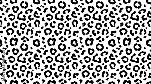 Classic black and white leopard skin animal print pattern.