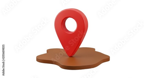 Red map pin icon on brown location