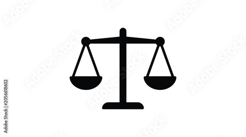 Quadro su tela Scales Of Justice Black Silhouette On White Background