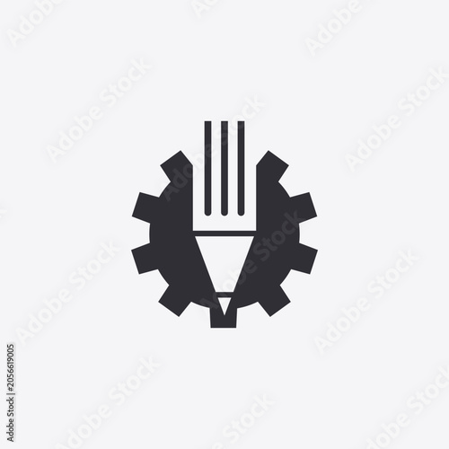 Minimalist vector illustration featuring a pencil integrated with a gear symbol