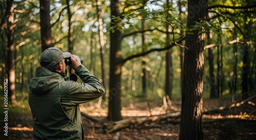 Man observes nature during World Breastfeeding Week in a forest