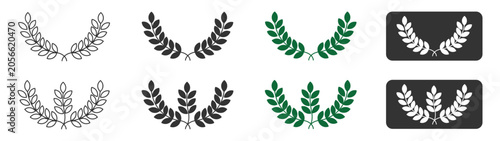 Laurel Wreath Icon Set Collection in Line and Solid Style