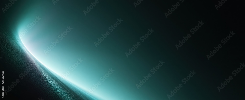 Naklejka premium Abstract light beam with glowing teal glow and dark background