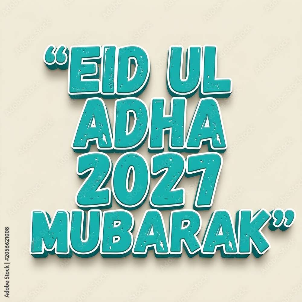 Fototapeta premium Eid ul adha 2027 mubarak in 3d render on a light background.