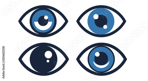 Принти на полотні Vector illustration of four different blue and black eyes