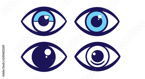 Photos Collection of four different eye icons in blue and white colors