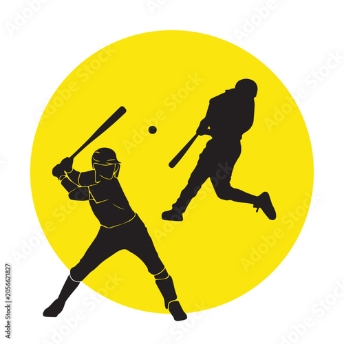 Εκτύπωση καμβά Cricket players silhouette icon