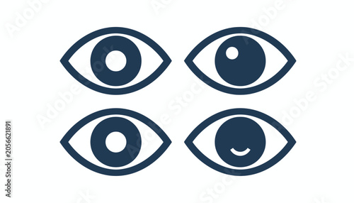 Tableau sur toile Four different eye icons in dark blue