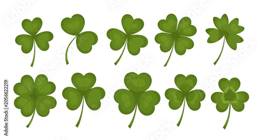 Quadro su tela Collection of green clover leaves for st patricks day or luck symbols