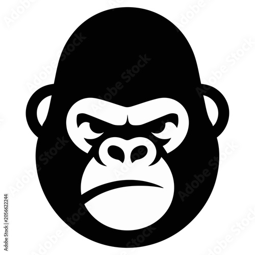 Minimalist gorilla head mascot logo design for sports team brand identity vector art