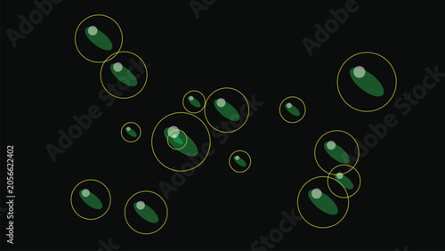 Εκτύπωση καμβά Abstract digital illustration of multiple green oval shapes with a light gray hi