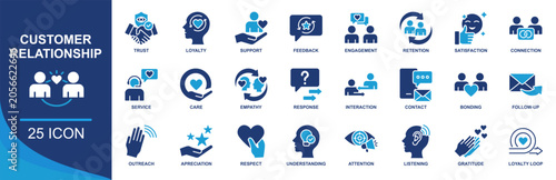 Φωτογραφία Customer Relationship icon set in two-tone blue style