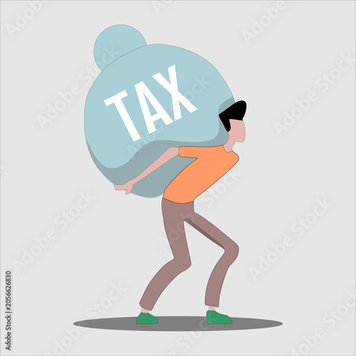 Man Carrying Heavy Tax Bag on His Back