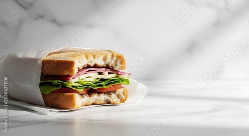Delicious sandwich with fresh lettuce tomato.