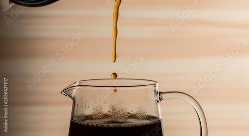 Coffee pouring into glass jug.