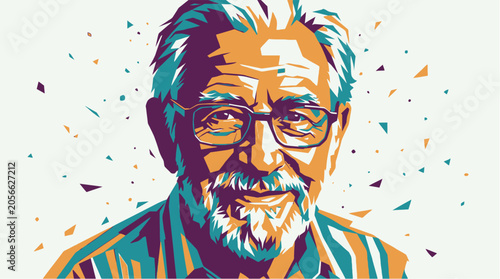 Schilderij op canvas Smiling senior man with glasses portrait.