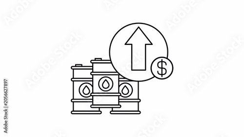 Rising crude oil prices animation. increasing trend animated