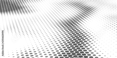 Hexagons pattern in perspective vector abstract background, technology theme network and big data image.