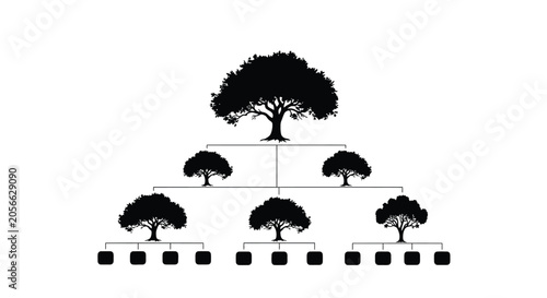 Foto Family tree diagram featuring silhouetted trees on a white background silhouette