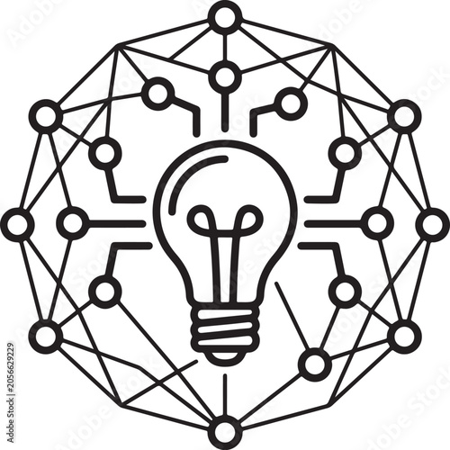 Innovation network and smart system connection concept artwork for digital technology and communication themes