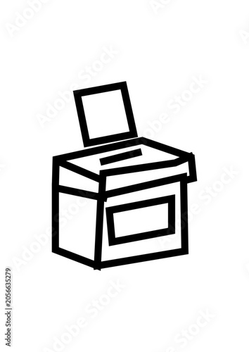 Foto black box for ballot vote politic outline style icon vector illustation