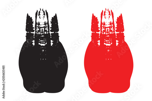Abstract symmetrical shapes in black and red colors