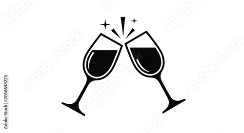 Foto Two wine glasses clinking black silhouette wineglass