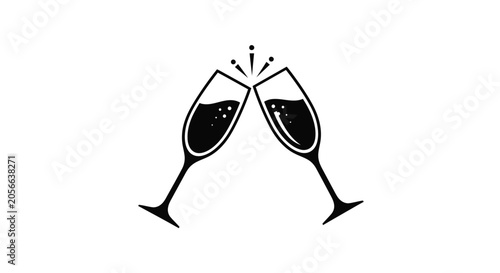 Foto Two wine glasses clinking black silhouette clinking
