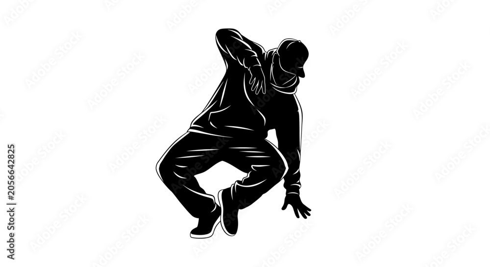 Obraz premium Black silhouette of a man dancing