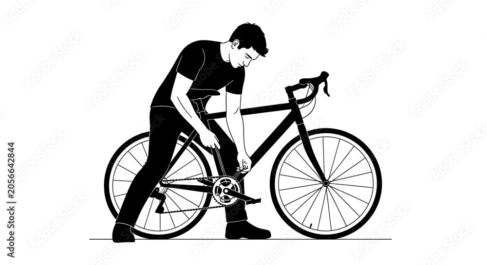 Obraz premium Man fixing bicycle chain