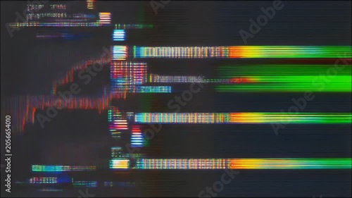 Abstract Digital Glitch Art Video with Colorful Distorted Lines and Pixels.