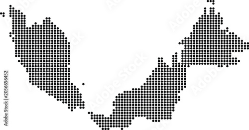 Malaysia Dotted Map Minimalist Black Dots Silhouette Country Geography Graphic Element