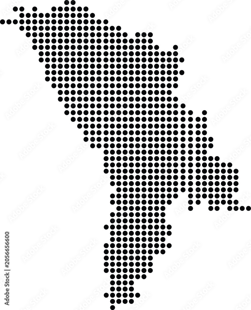 Fototapeta premium Moldova Dotted Map Minimalist Black Dots Silhouette Country Geography Graphic Element