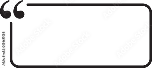 Quote box template with rounded corners and double quotation marks icon. Clean minimalist text isolated frame