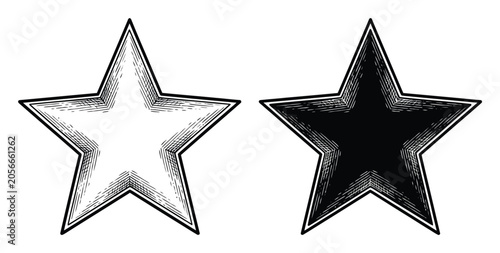 Foto Star Shapes Vector Illustration with Black and White Designs