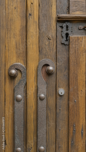 Ancient Wooden Door with Iron Details