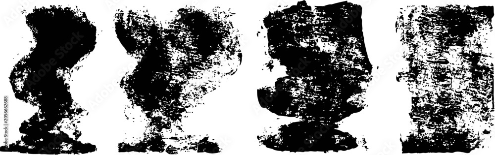 Obraz premium black ink splatter textures with grunge distressed abstract patterns on white background