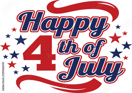 Happy 4th of july greeting with red blue stars